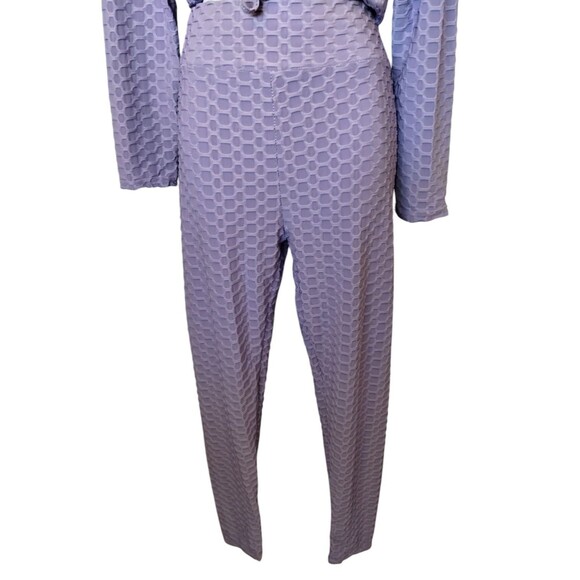 Aq Sport Purple 2 piece stretchy crop top legging set XL - Picture 4 of 8